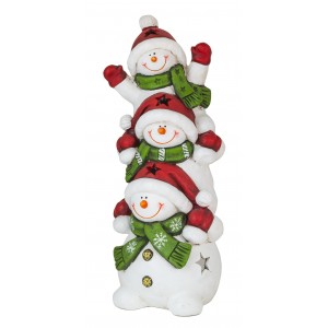 Fountasia Triple Snowman Candle Holder