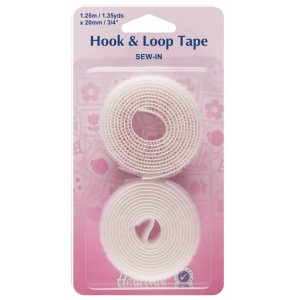 Hemline Sew-on Hook & Loop Tape/Velcro Value Pack 20mm x 1.25m White