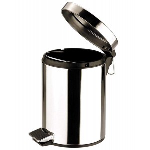 Zodiac Round Stainless Steel Pedal Bin - Mirror Finish - 5 Litre