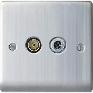 Nexus Twin Satellite And Coaxial Socket Brushed St/Steel