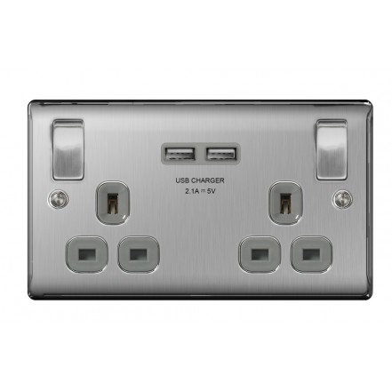 Nexus 13A 2 Gang Switch Socket & USB