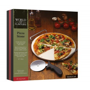 KitchenCraft World of Flavours Italian Pizza Stone Set