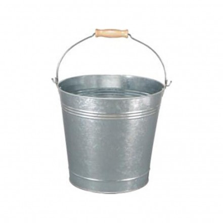 15 Litre Traditional Galvanised Bucket with Wood Handle