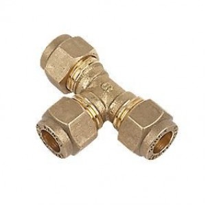 Compression Equal Tee Piece Brass 8mm