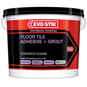 Evo-Stik Floor Tile Adhesive + Grout for Concrete Floors - Grey 5 Litre
