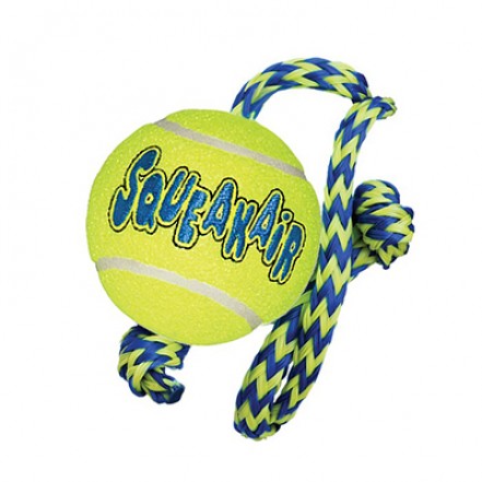 Kong Air Dog Squeakair Tennis Ball & Rope Dog Toy