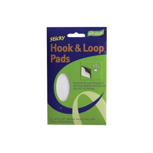 Ultratape Sticky Hook & Loop (Velcro) Pads Pk24