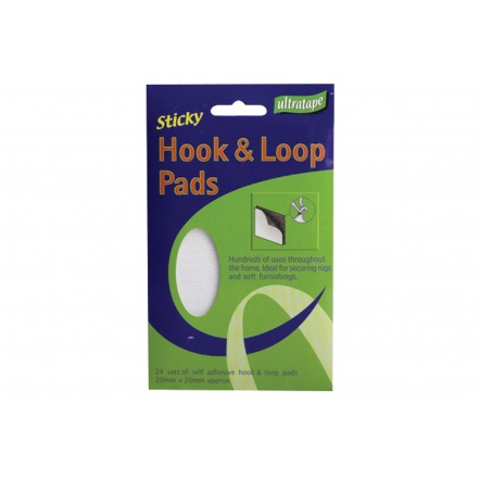 Ultratape Sticky Hook & Loop (Velcro) Pads Pk24