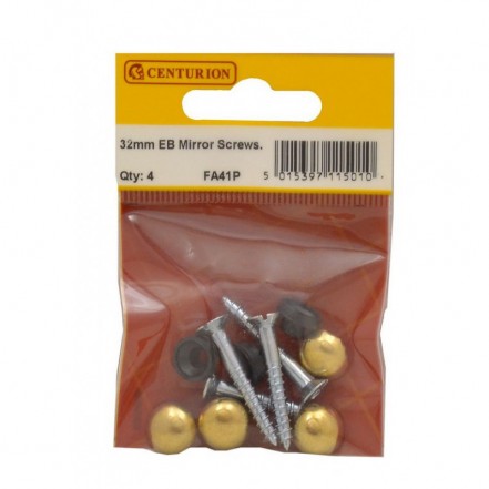 Centurion Dome Mirror Screws Brass Plated 32mm x 8mm (Pack 4)