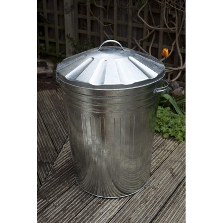 Apollo 90L Galvanised Metal Dustbin with Lid