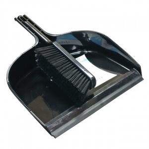 Leecroft Jumbo Dustpan & Stiff Brush Black