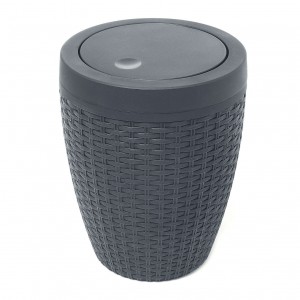 Addis Bathroom Bin Charcoal Grey Rattan Effect