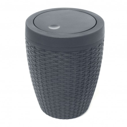 Addis Bathroom Bin Charcoal Grey Rattan Effect