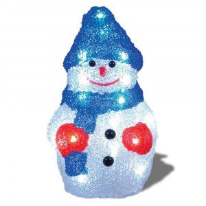Premier 22cm Battery Operated Acrylic Snowman with 24 White LEDs