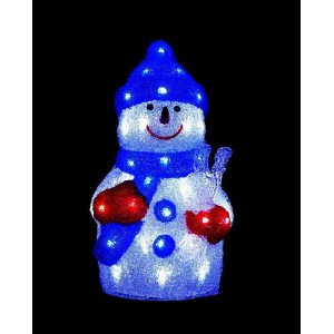 Premier 38cm Acrylic Snowman with 48 White LED Lights