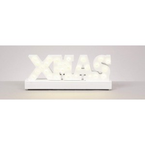 Premier 30cm Battery Operated Lit White Wood Xmas Sign with 23 LEDs