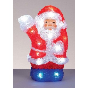 Premier 22cm Battery Operated Acrylic Santa with 24 White LEDs