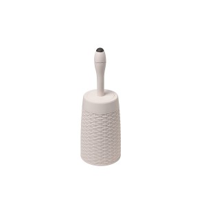 Addis Faux Rattan Round Toilet Brush Set with Internal Detergent