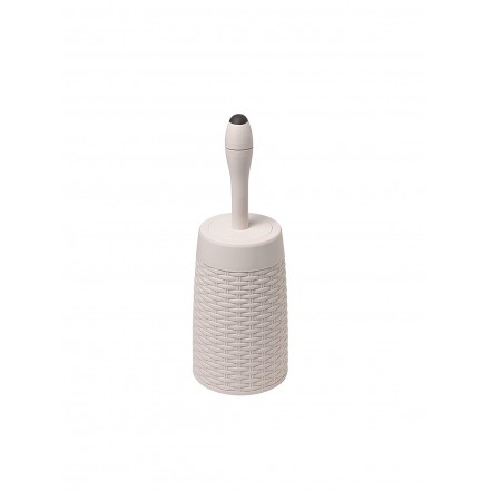 Addis Faux Rattan Round Toilet Brush Set with Internal Detergent