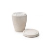 Addis Faux Rattan Round Bathroom Bin with Swing Lid - Calico Linen