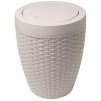 Addis Faux Rattan Round Bathroom Bin with Swing Lid - Calico Linen