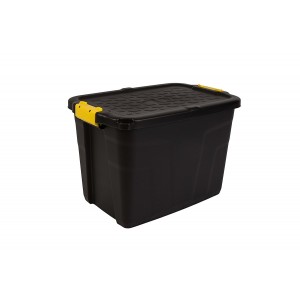 Strata 60 Litre Heavy Duty Storage Box Black/Yellow 60 x 40 x 40cm