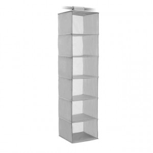 Addis Hanging Clothes 6-Shelf Wardrobe Storage Organiser - Grey