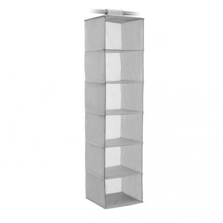 Addis Hanging Clothes 6-Shelf Wardrobe Storage Organiser - Grey