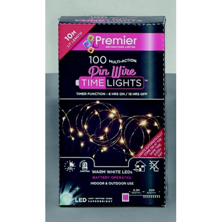 Premier 100 Pin Wire Lights Battery Operated