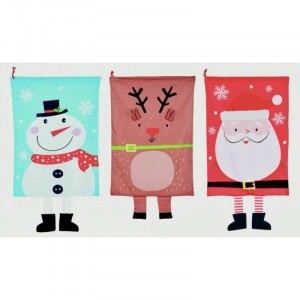 Premier Dangling Legs Sack Assorted Santa Snowman Reindeer 70 x 50cm