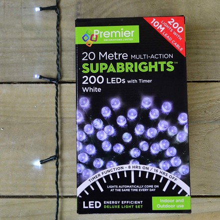 Premier Multi Action 200 Supabrights LED Christmas Lights - White