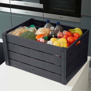 Strata Folding Crate Wood Effect 60 Litre Grey