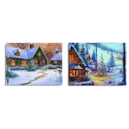 Premier 40 x 30cm Cottage Scene LED Assorted