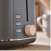 Tower Scandi 2-Slice Toaster 800W Grey with Wood Accents