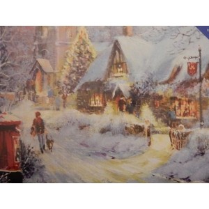 Premier Canvas 30 x 40cm 6 LEDs Snow & Post Box Scene