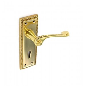 Securit Georgian Lock Handles Brass 150mm Pair