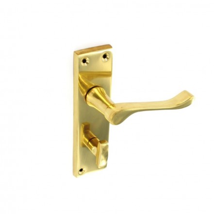 Securit Victorian Scroll Bathroom Handles Brass 105mm Pair