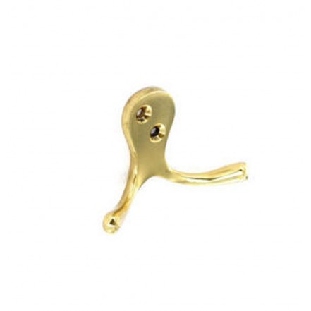 Securit Double Robe Hook 75mm Brass