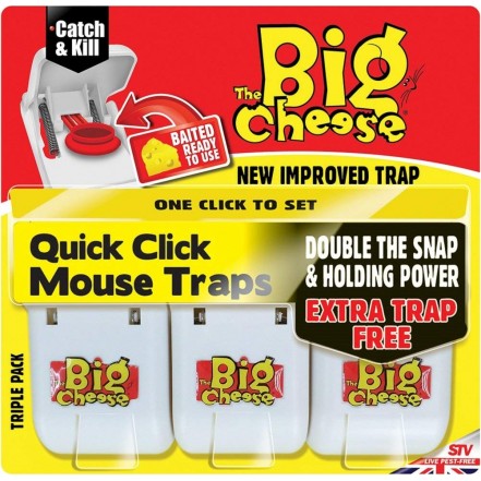 The Big Cheese Quick Click Mouse 4.5 x 19.5 x 19 cm  3-Pack