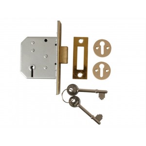 Union Mortice Deadlock 3-Lever 65mmn Polished Brass