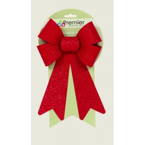 Premier Velvet Bow Tree Decoration 25 x 15cm Red