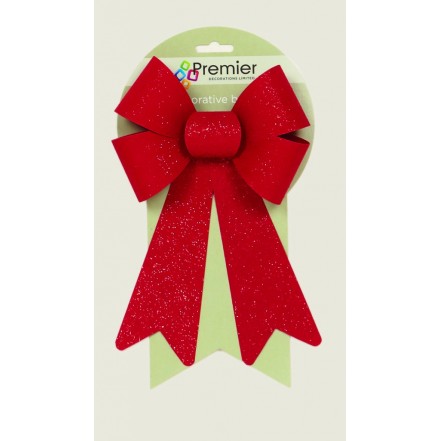 Premier Velvet Bow Tree Decoration 25 x 15cm Red