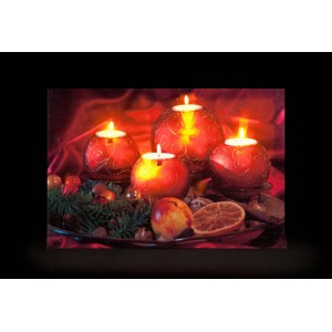 Premier Canvas 30 x 40cm 4 LEDs Candle & Fruit