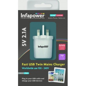 Infapower Fast USB Twin Mains Charger