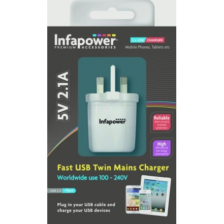 Infapower Fast USB Twin Mains Charger