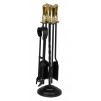 Hearth & Home Black Companion Set with Round Base & Brass Handles 5-Piece 19"