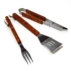 Kingfisher Leisure Wooden 3-Piece BBQ Tool Set