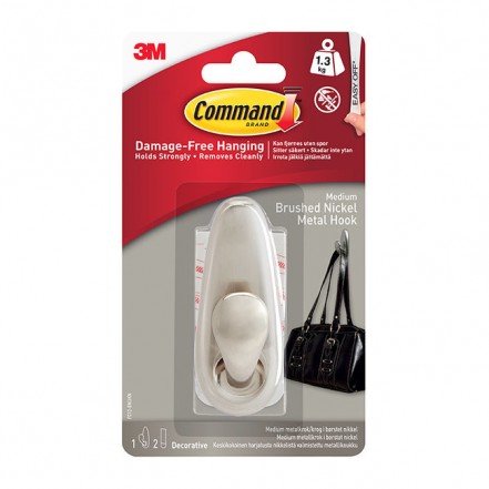 3M Command Brushed Nickel Metal Hook