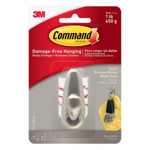 3M Command Metal Hook with Adhesive Strips Nickel