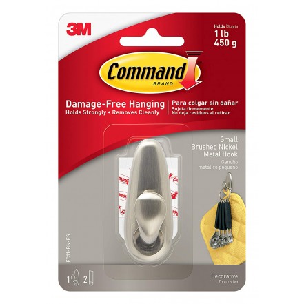 3M Command Metal Hook with Adhesive Strips Nickel